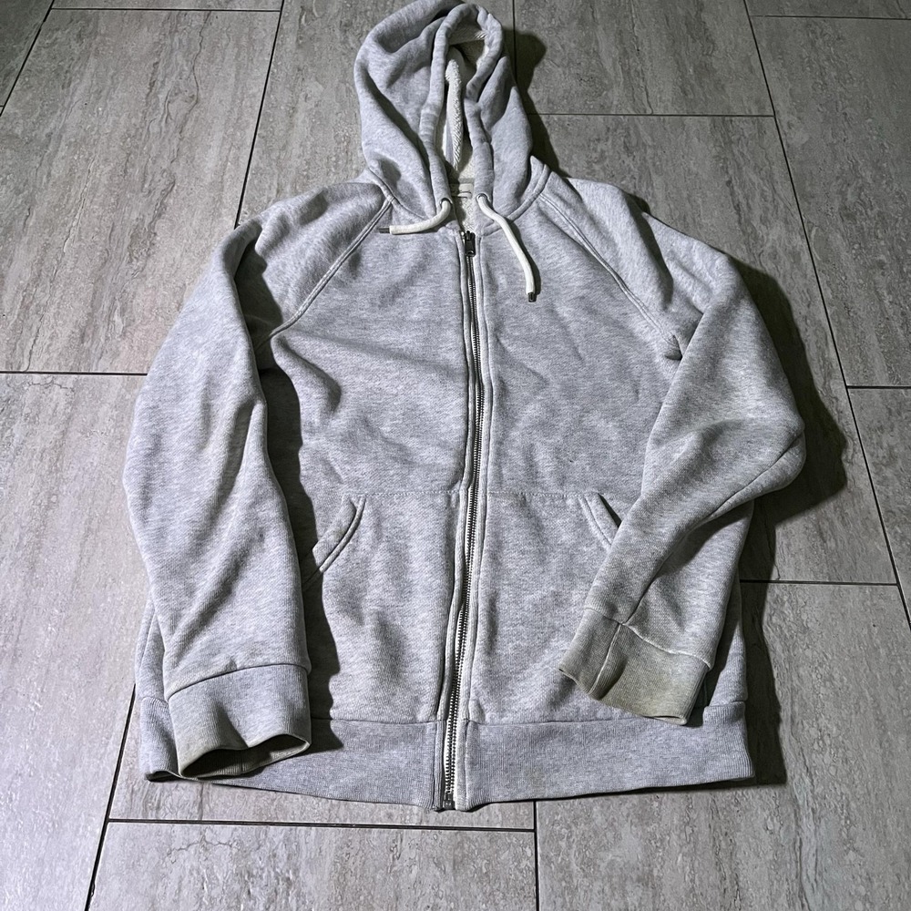 H&M Hoodie Womens Large Gray L.O.G.G. Fleece Full Zip Raglan Pockets Sweatshirt